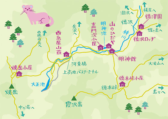 上高地周辺山小屋マップ
