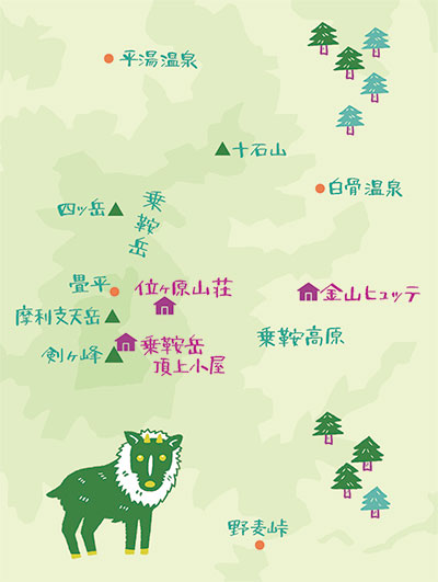 穂高連峰山小屋マップ