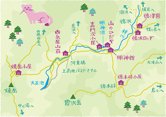 上高地周辺山小屋マップ