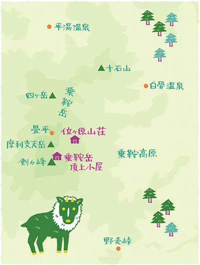 穂高連峰山小屋マップ